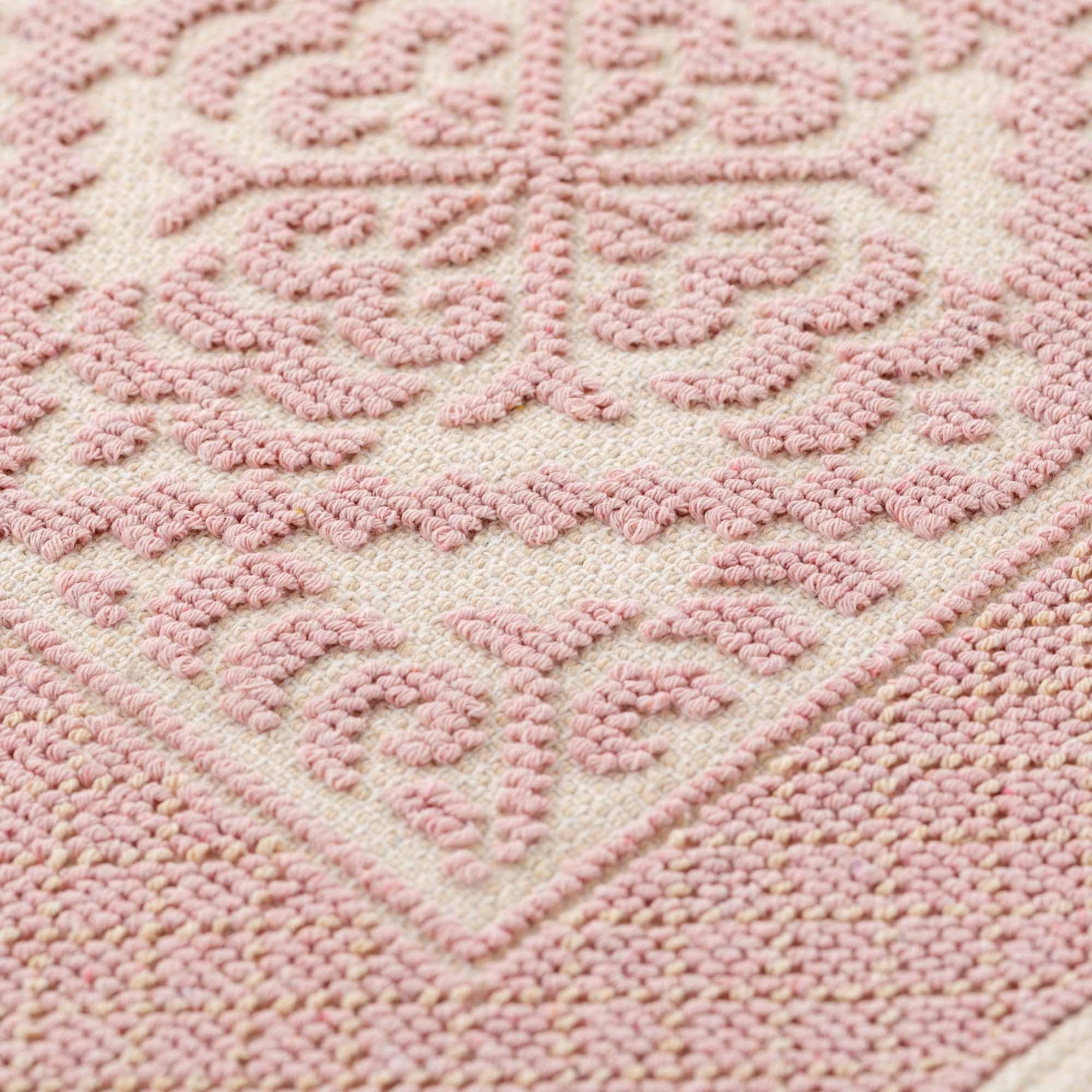Set Tappeto Bagno 3 Pezzi In Puro Cotone – Morbido, Antiscivolo E Colori Vivaci, Modello MERIDA Rosa, 100% Made In Italy
