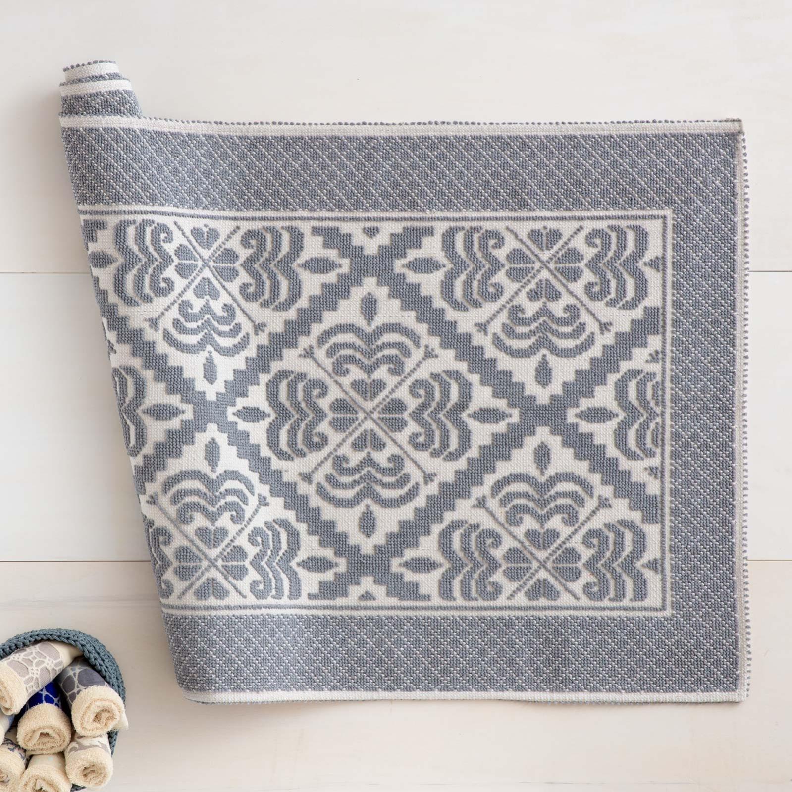 Tappeto Sardo In Puro Cotone Giglio Grigio Cm 50x80 | Leroy Merlin