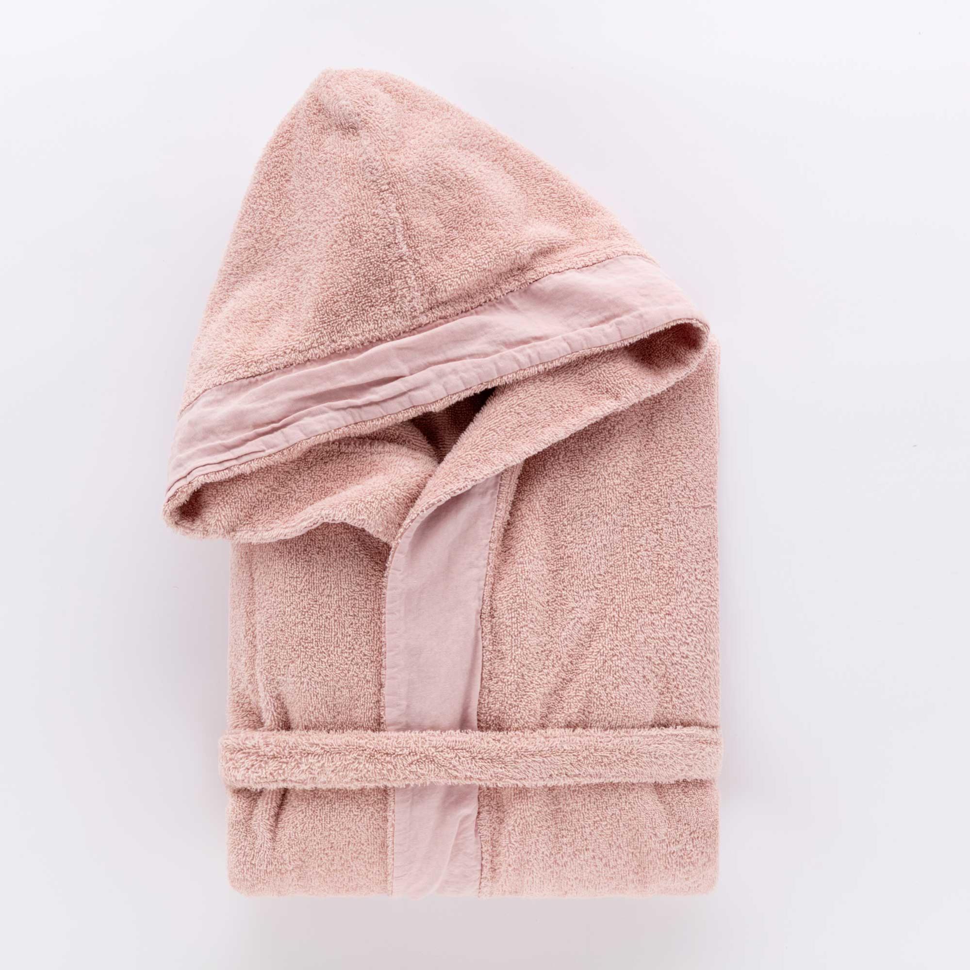 Accappatoio In Spugna 100% Cotone Unisex - Taglia M, Rosa Antico, Con Cappuccio E Tasche - Foto 8