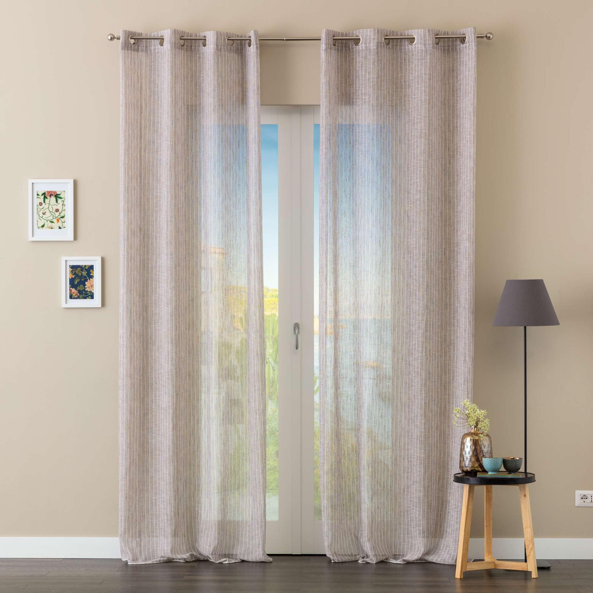 Tenda A Pannello Per Finestra O Balcone Linea Oro, Modello Seren, Grigio, Cm 140x280, Con Occhielli, Trasparente - 3