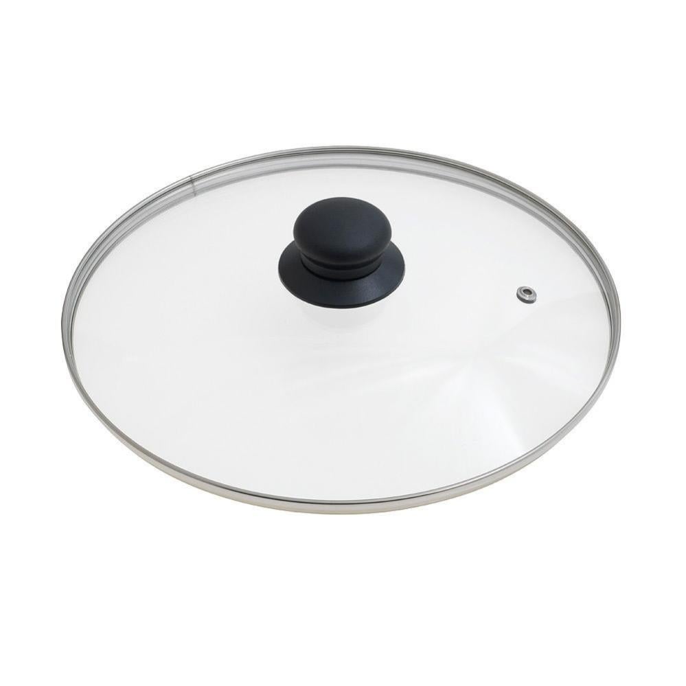 Fackelmann Couvercle Verre 28 Cm Shadow Black – Universel, Résistant Chaleur 150°C, Poignée Bakélite, Valve Vapeur, Compatible Toutes Poêles