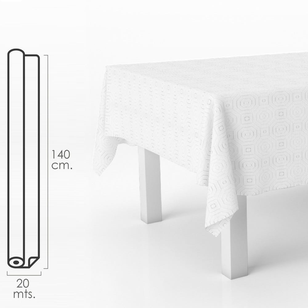 Mantel Hule Muleton Redondo Blanco Impermeable Antimanchas PVC Ø 140 cm.  Uso Interior y Exterior - BigMat