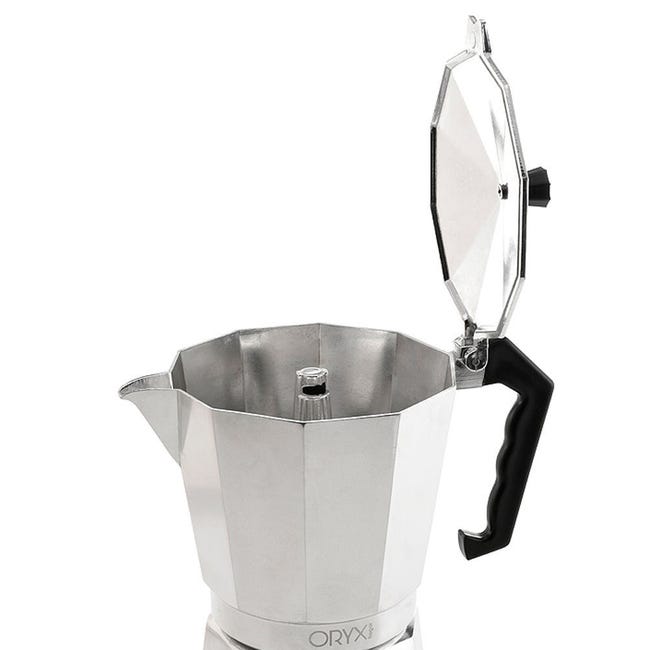 Cafetera italiana 3 tazas Clásica de Aluminio con Mango Ergonómico. Café  expreso, 150 ml. Pequeña, ideal para una persona. Fácil de llevar. :  : Hogar y cocina