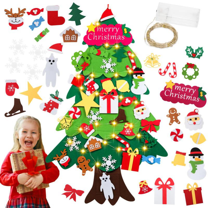Sapin De Noël En Feutre à Décorer - Arbre Mural Avec Ornements Pour Enfants