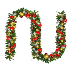 Guirlande Décorative Noël En Rotin - 2.7m Pin Cèdre Pour Cheminée, Table, Escalier - Intérieur/extérieur