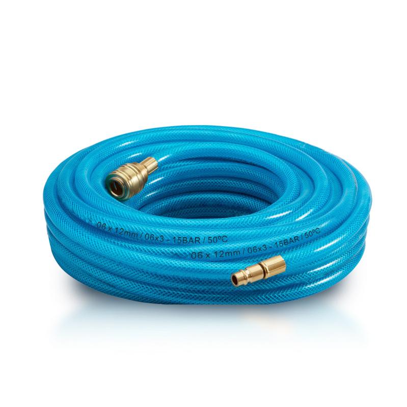 Tuyau Compresseur Air 10 M Polyuréthane - Diamètre 6x9.5 Mm, 20 Bars, Limiteurs De Courbure, Raccords Rapides