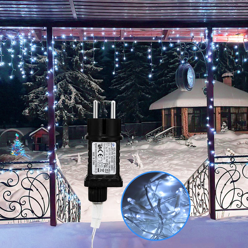Guirlande lumineuse Rideau 400 LED pluie verglaçante décoration de fenêtre  de Noël guirlande lumineuse à l'extérieur, blanc chaud
