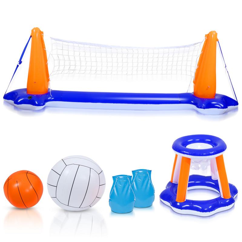 Kit Flotteur Basket-volley Pour Piscine – 2 Paniers + Ballons, PVC Résistant, été Enfants Adultes