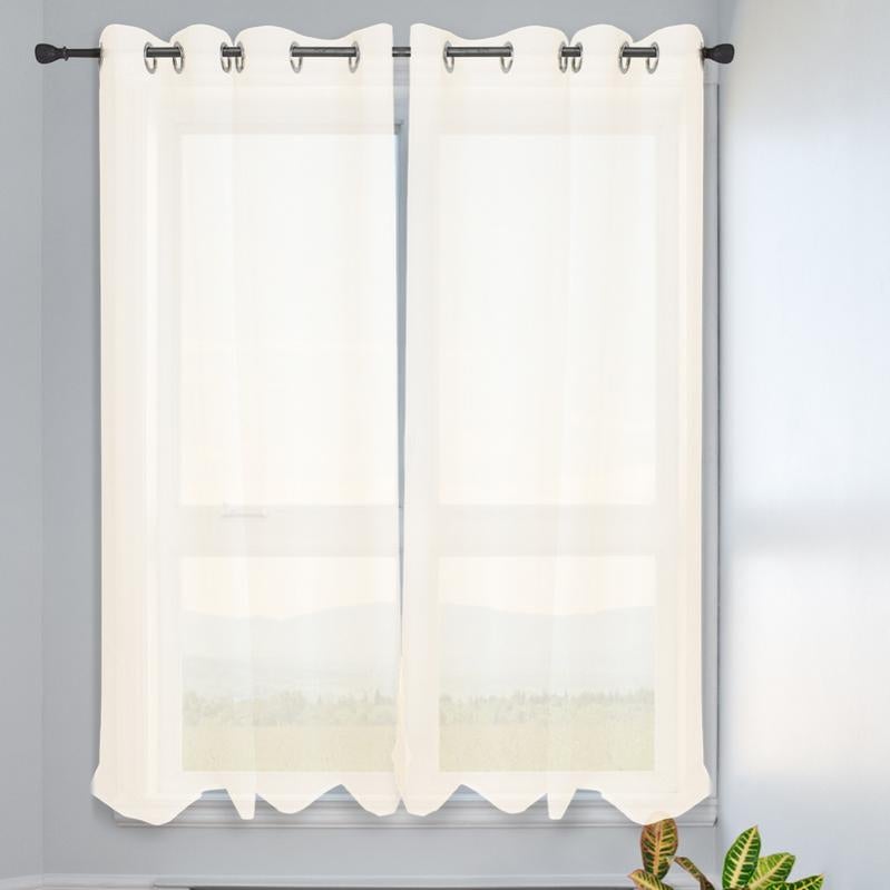 BellaHills Rideau Voilage Dégradé à Oeillets en Tulle Effet Lin - Lot de 2 Panneaux Demi-Transparent Salon Chambre,117x137CM Gris