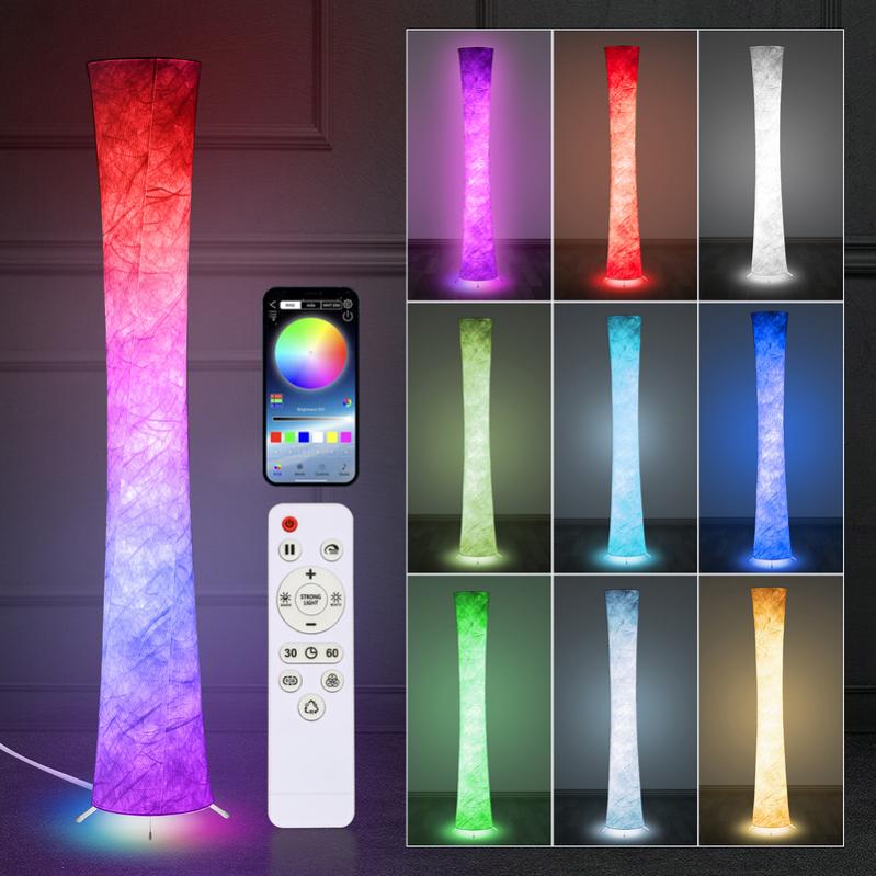 Lampadaire LED Amdelne Dimmable RGB - Smart, Télécommande, Application - 1.5m - Pour Salon, Chambre