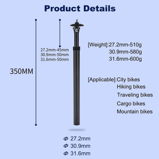 Tige de selle velo tige de selle de velo de route a palier lisse etendu 30.9mm 350mm Leroy Merlin