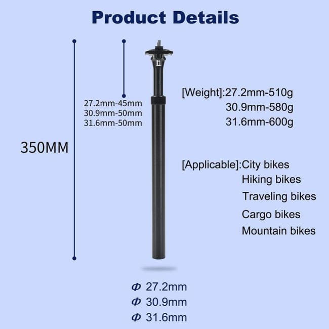 Tige de selle tige de selle fixie vtt velo pliant velo de course tige de selle tube 31 6 mm 350mm Leroy Merlin