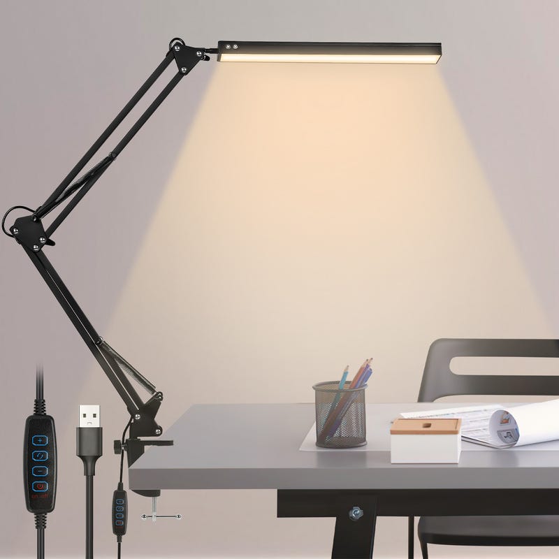 Lampe de bureau led - lumière du jour - pied de serrage avec bras