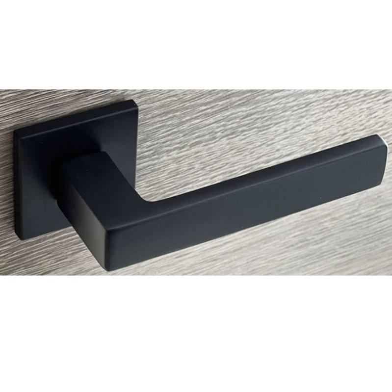 Poignées de porte sur rosace noir mat carré Modèle Nathaly Bec de cane, sans trou Leroy Merlin