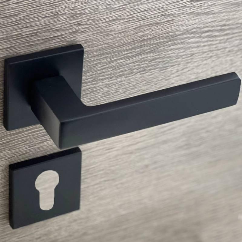 Maniglie Per Porta Yale Verona - Nero Opaco, Con Rosone E Foro Per Serratura, Per Interni Ed Esterni - Foto 4