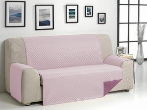 Funda de sofá antimanchas con chaise longue color liso fucsia