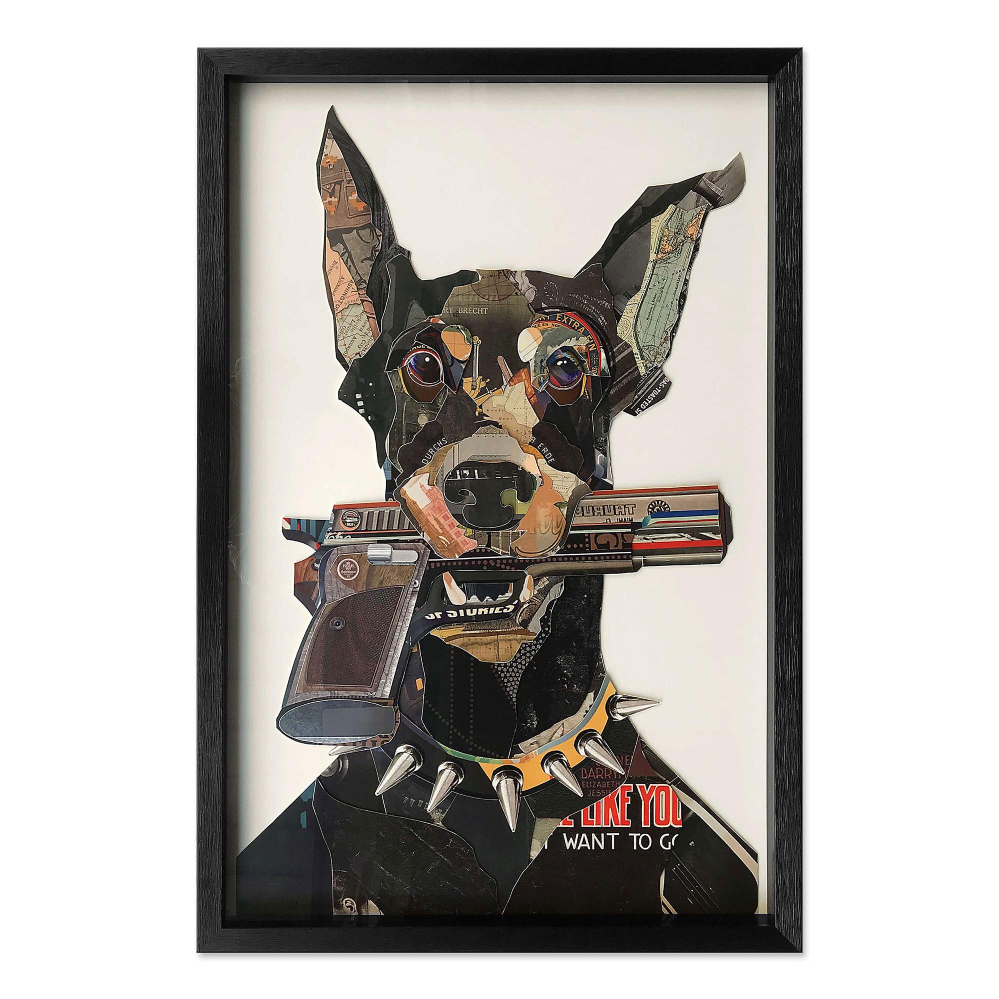 ADM - Quadro collage 3D 'Doberman con pistola in bocca' | Leroy Merlin
