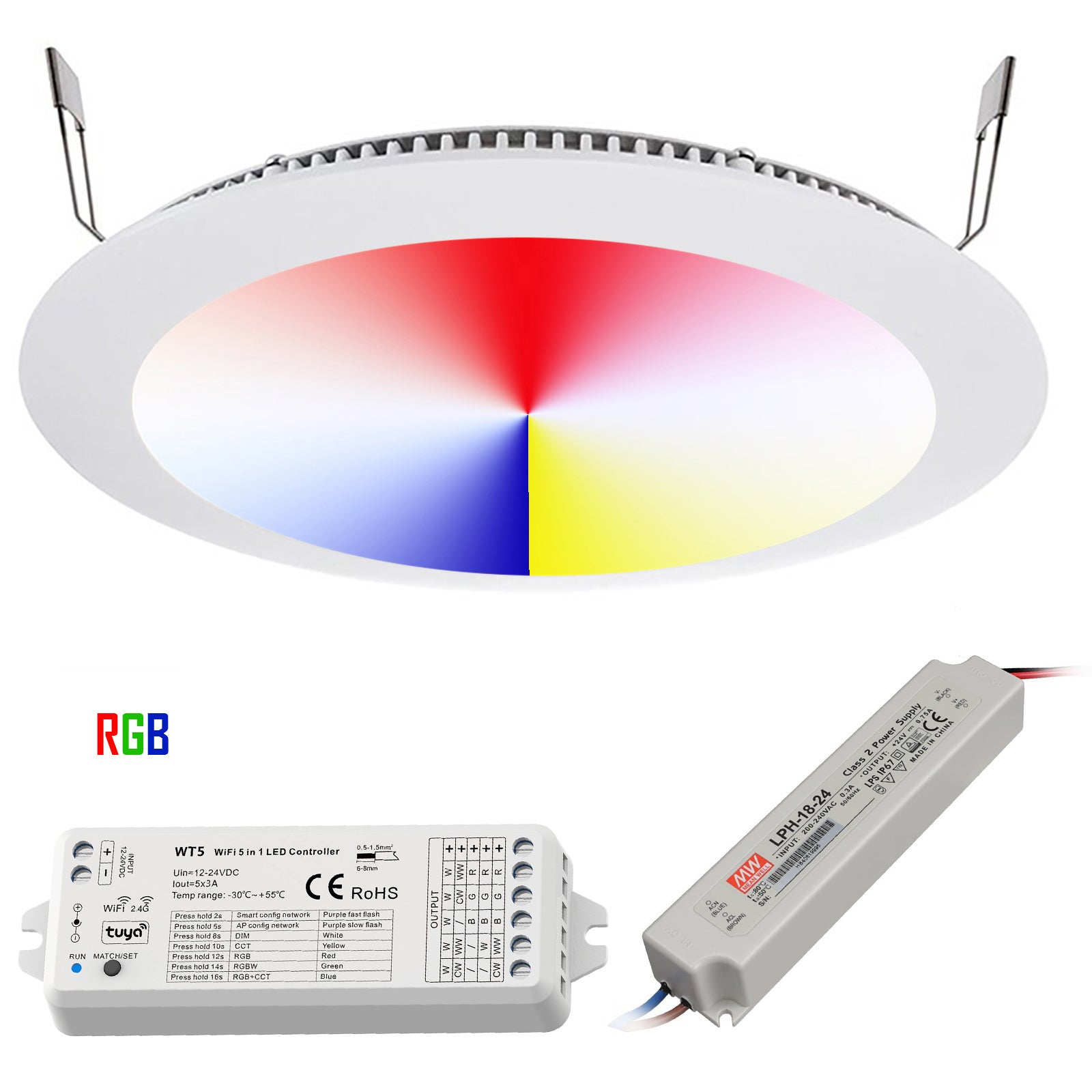 KIT 3 faretti LED 27W incasso RGB SMART doccia bagno pannello RF