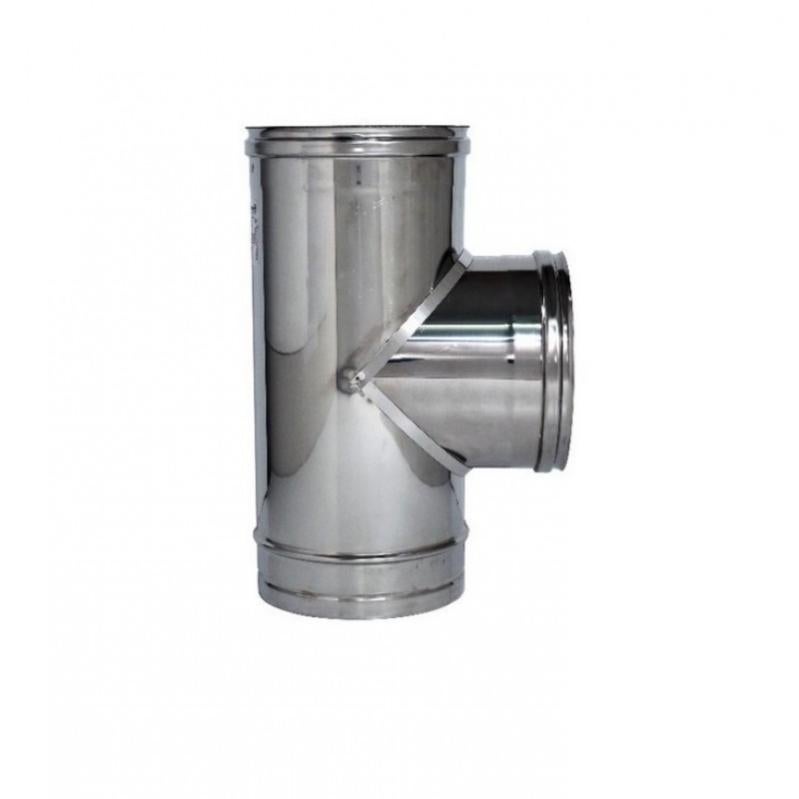 Raccordo A T 90° Femmina In Acciaio Inox – Diametro 180 Mm Per Camini E Canne Fumarie, Adatto A Condensazione E Secco
