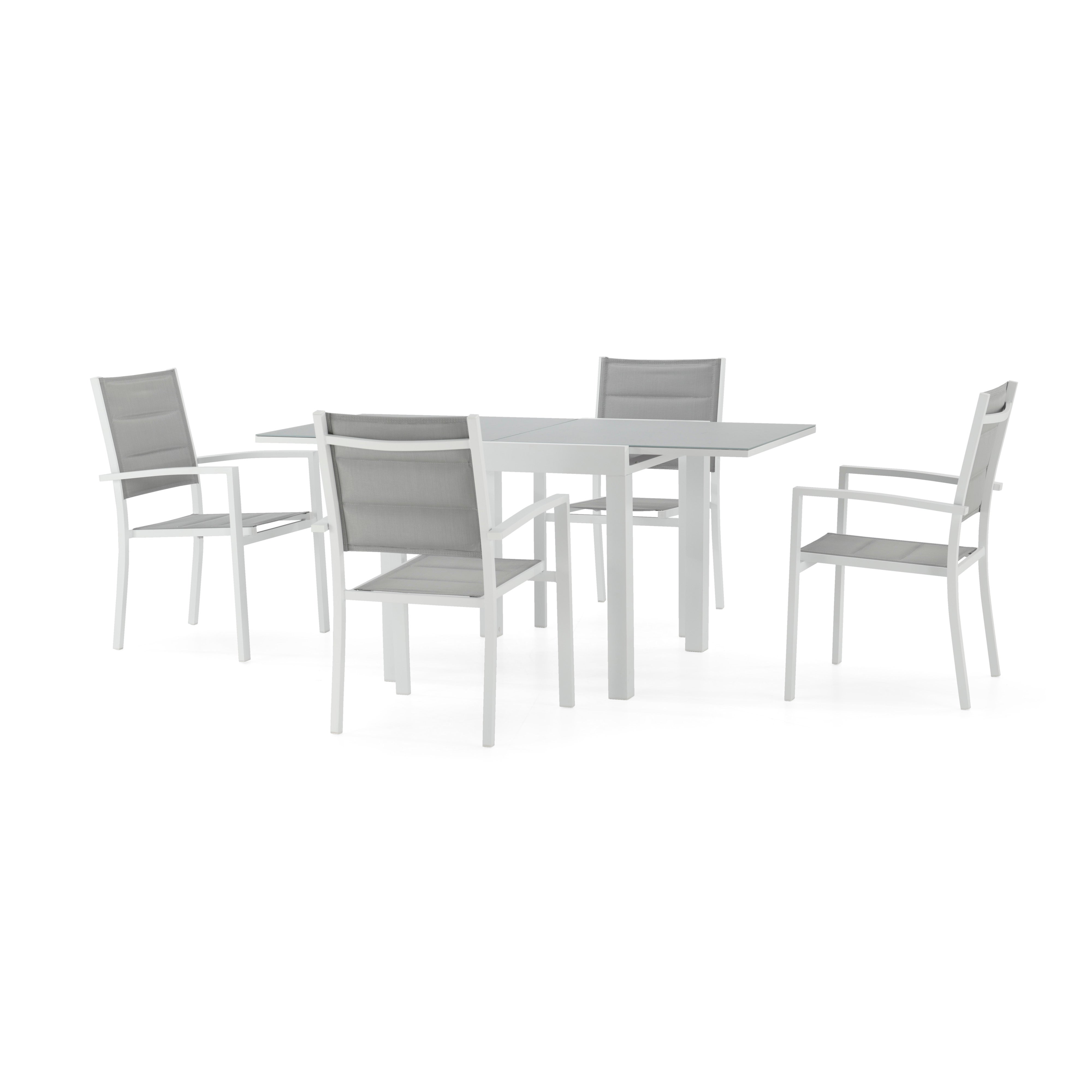 Conjunto mesa jardín 160/80x80 cm y 4 sillas aluminio antracita - Osaka