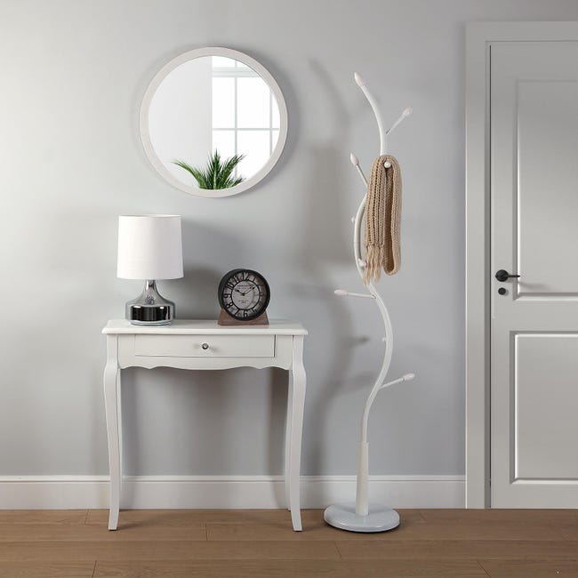 Mueble recibidor estrecho blanco + 2 espejos verticales