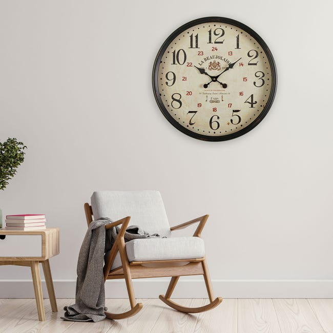 Versa Beaujolaise Reloj de Pared Decorativo para la Cocina, el Salón, el  Comedor o la Habitación, Negro, 50x13,5x50cm