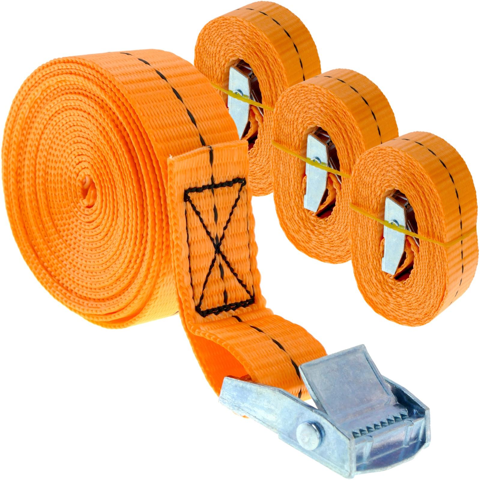 Lot De 10 Sangles D'arrimage - Longueur 2 M, Largeur 25 Mm - Charge Max 260 Kg - Boucle En Alliage De Zinc - Couleur Orange - Pour Vélo, Bagages, Déménagement