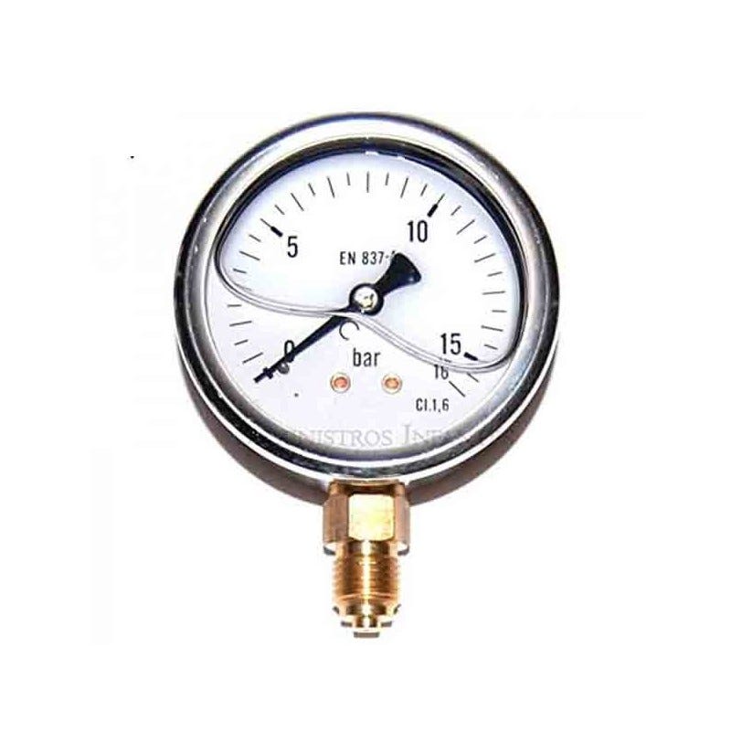 Manómetro de esfera Ø50mm, presión de 0-10bar y conexión inferior BSP de  1/4