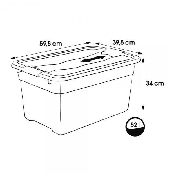Grande Boîte de rangement Multi Usages 52 litres - Transparent