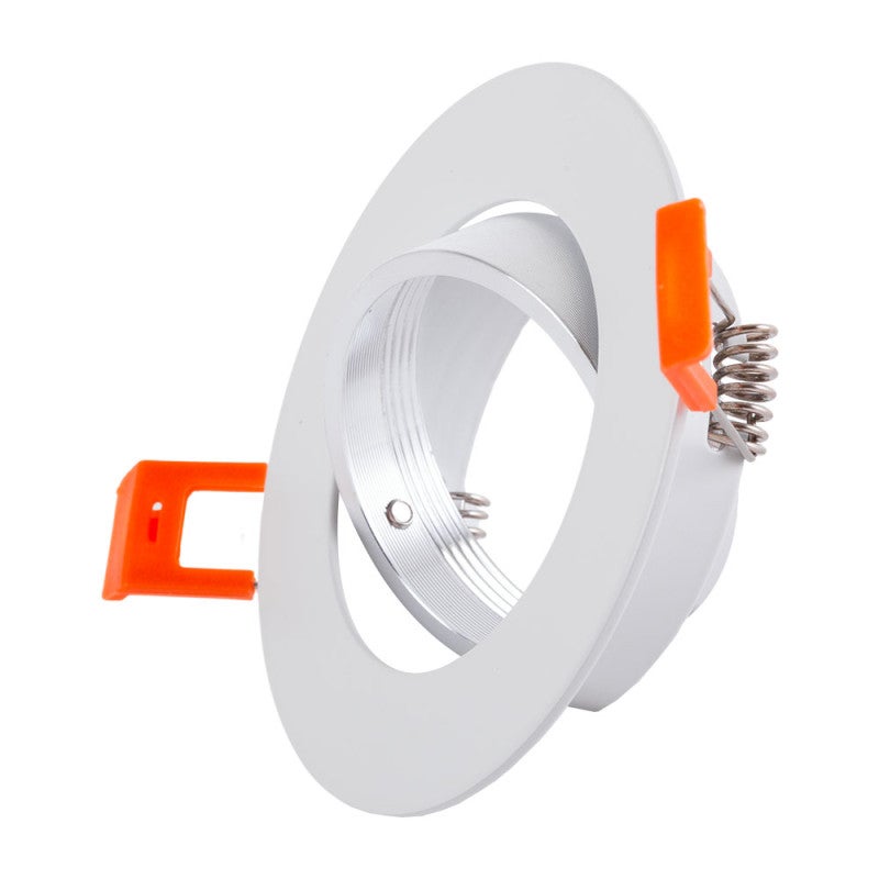 Aro foco downlight circular basculante aluminio blanco 93mm