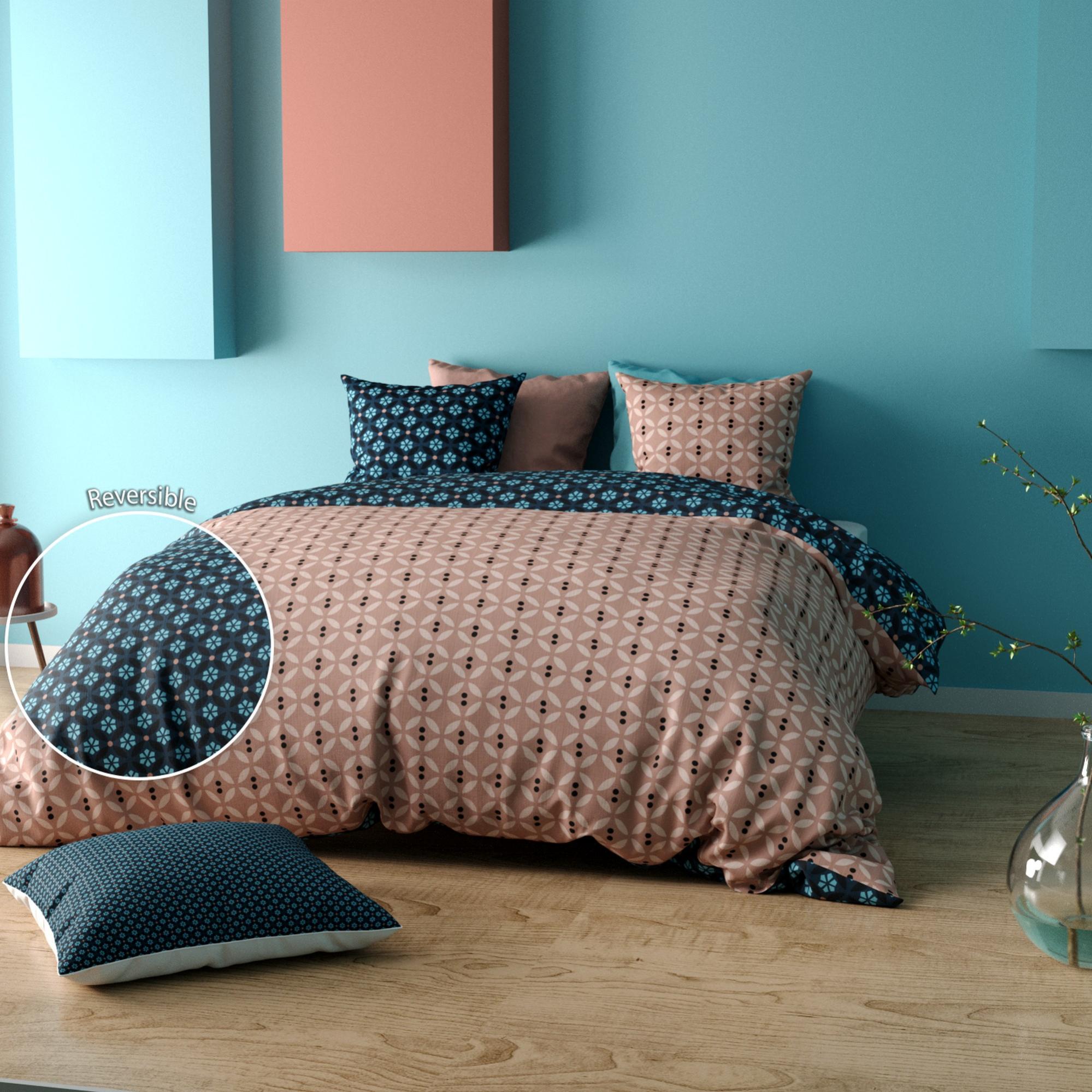 Set De Lit Boutis Corail, 220x240 Cm, Avec 2 Taies D'oreiller, Neuf