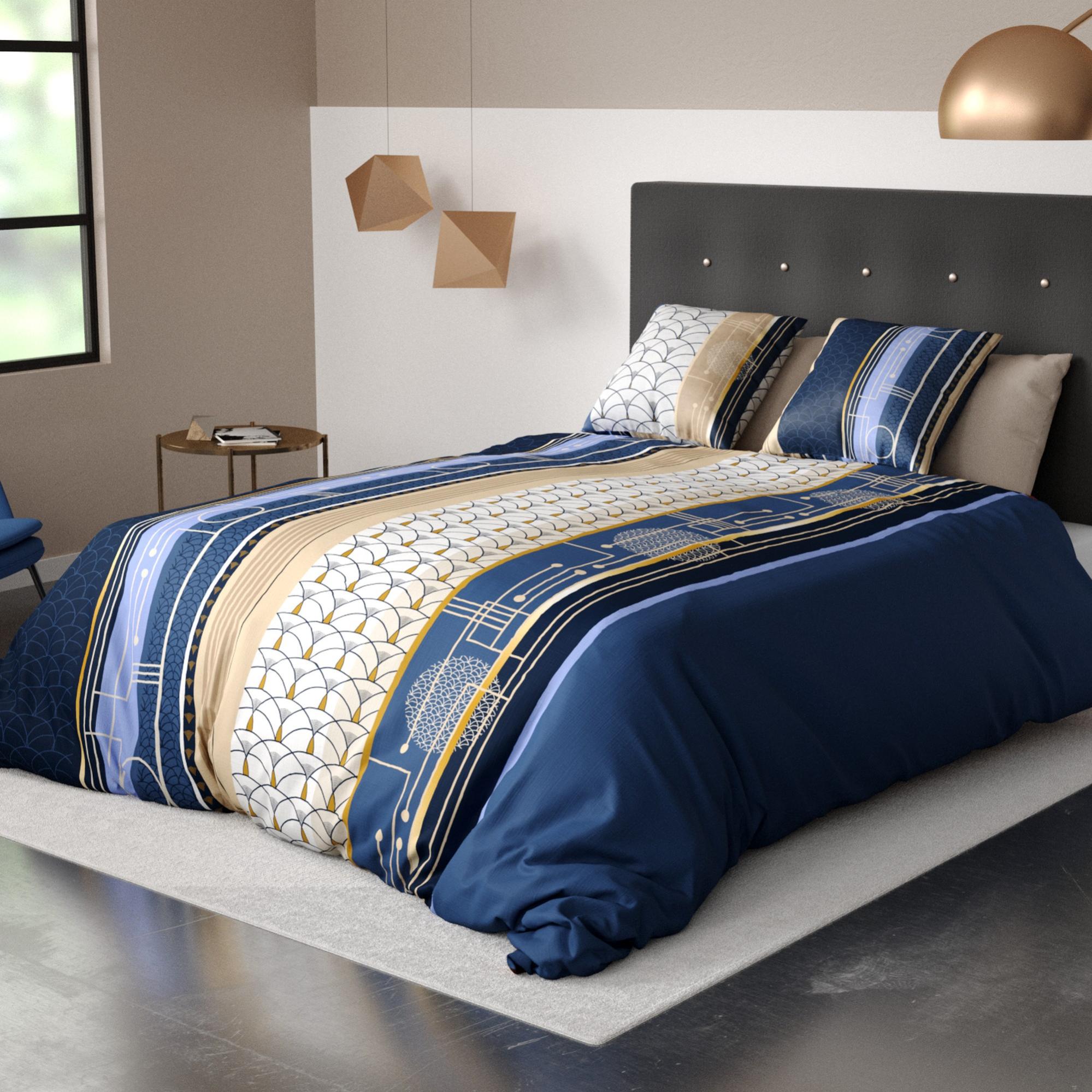 Housse de couette et taie d'oreiller 100% Coton 57 fils Art Deco Taille