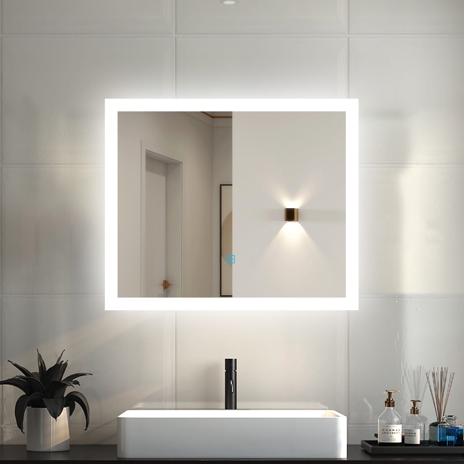 50 x 60 cm Esoejo led baño antivaho, luz blanca frío, sensor táctil