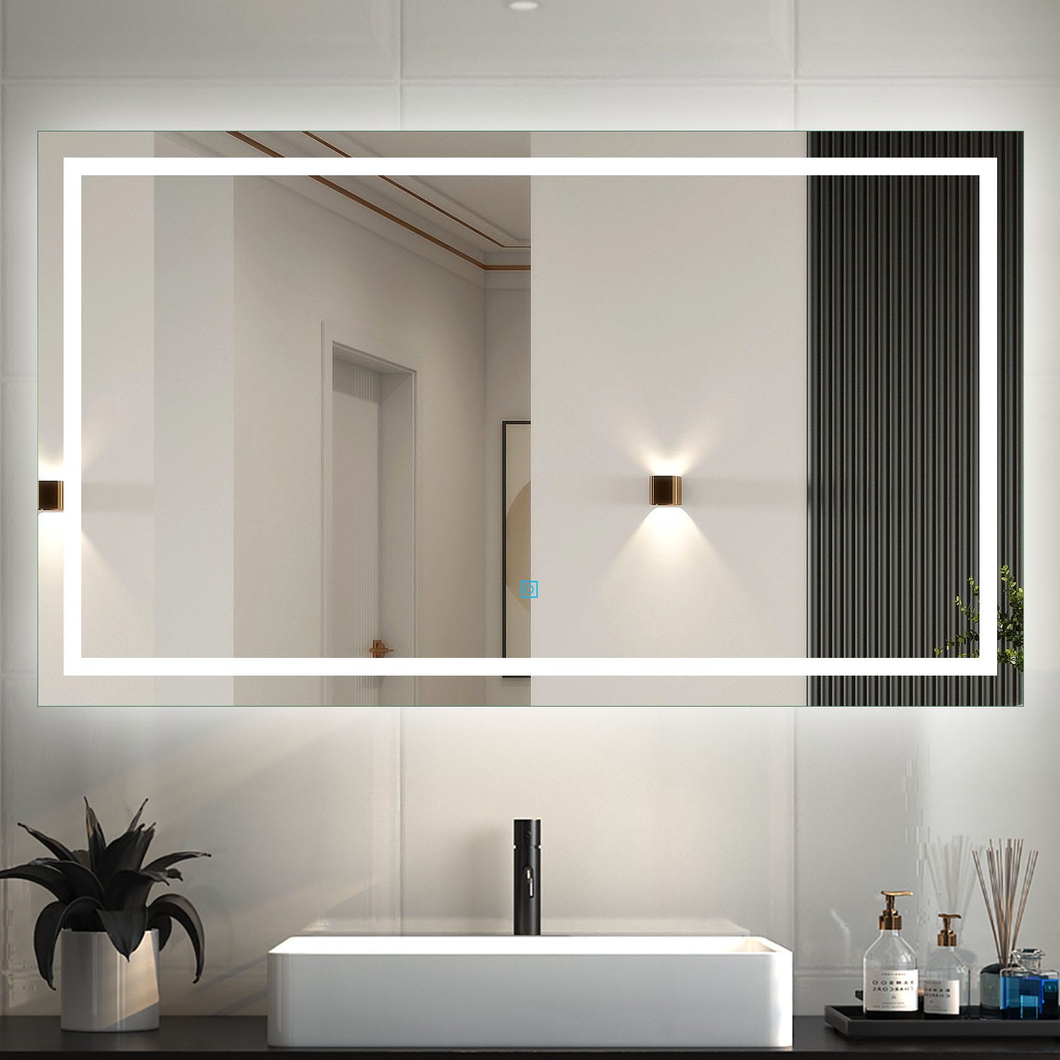 120 x 70 cm Espejo de baño led con iluminación, botón táctil
