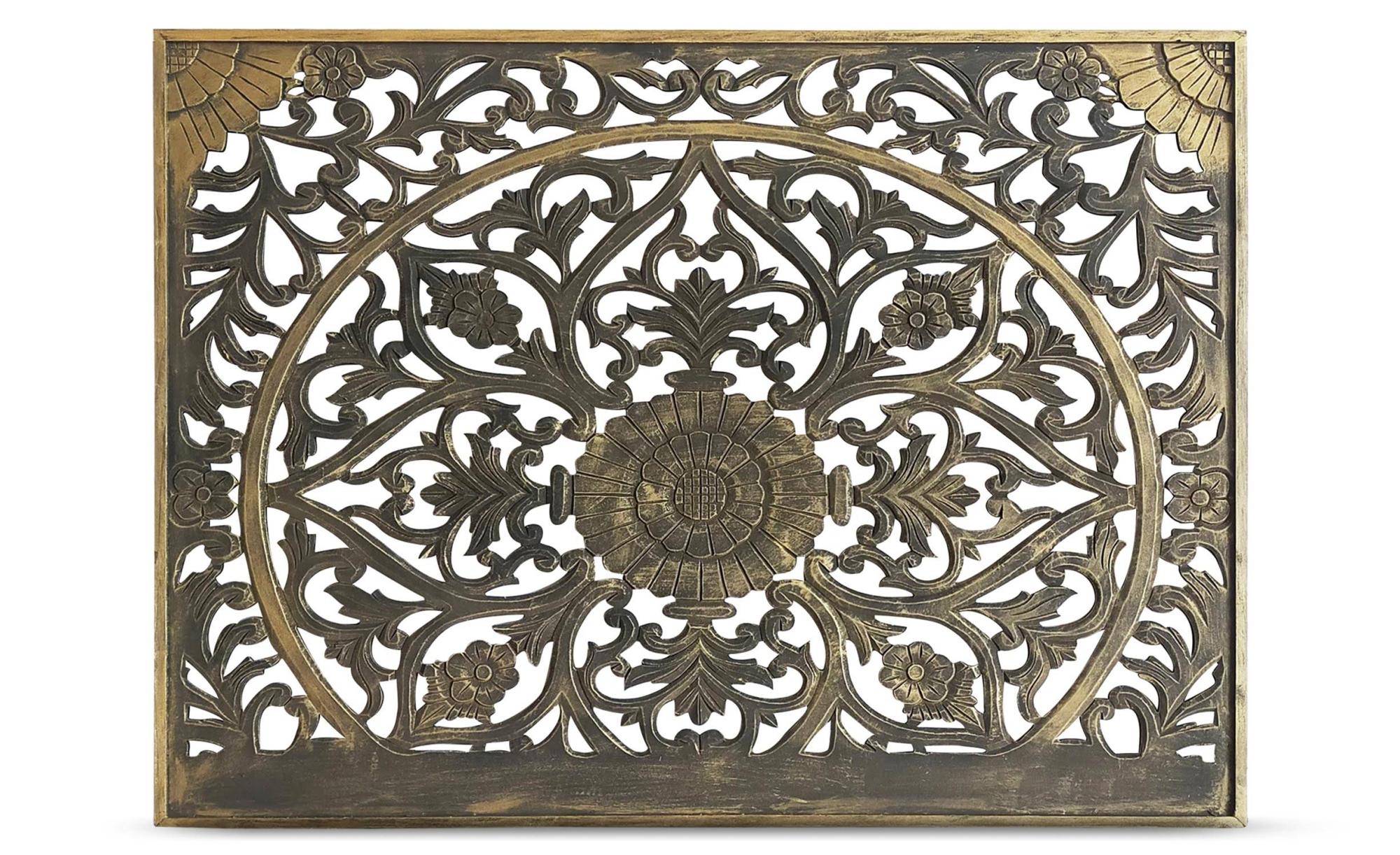 Tête de lit bois sculpté style oriental 160cm Bahya Bronze | Leroy Merlin