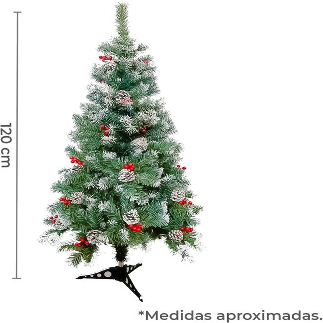 TIENDA EURASIA© Arbol de Navidad Nevado con Adornos de Muerdago y Piñas, de  Plastico | Leroy Merlin