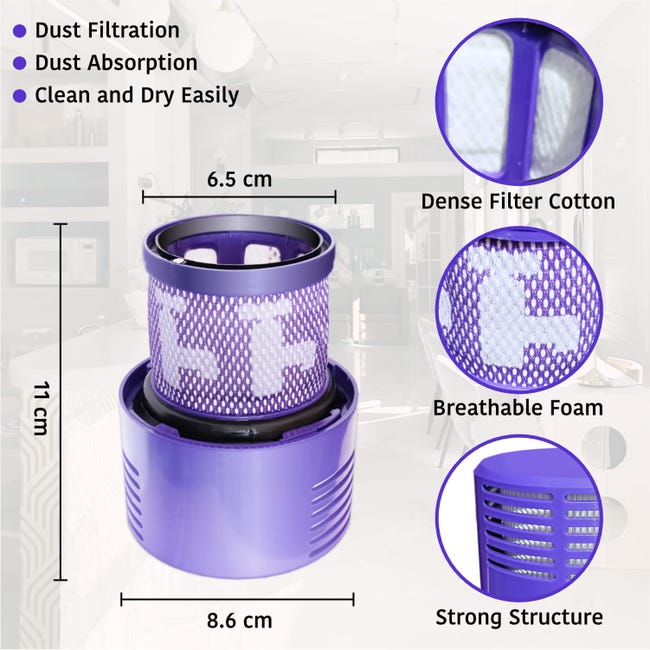 3 Filtres compatible pour aspirateur Dyson V10 SV12