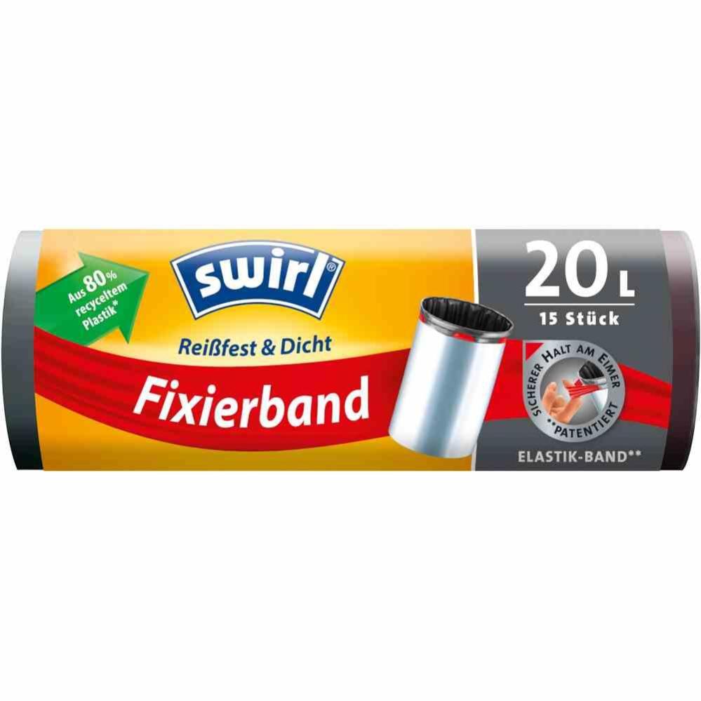 Swirl Müllbeutel mit Fixierband 48x52cm 20l Rolle mit 15 Stück | Leroy Merlin