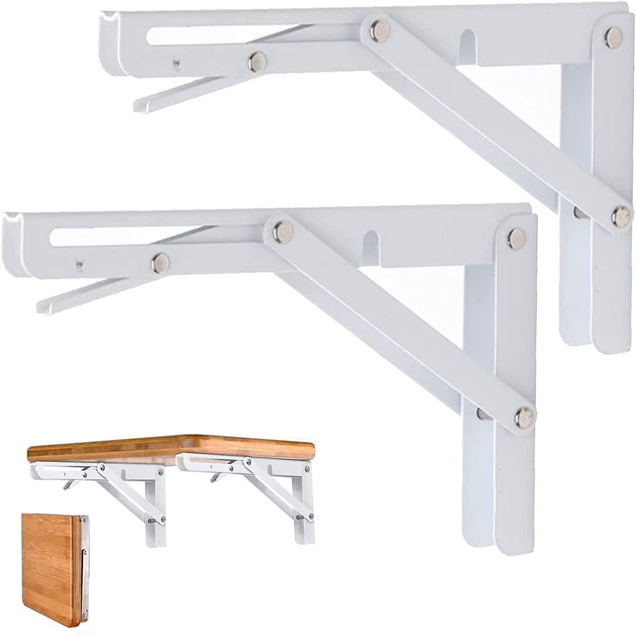 Evo - 2x 40cm support d'étagère pliable robuste en acier. Support mural  ajustable pour table à goûter