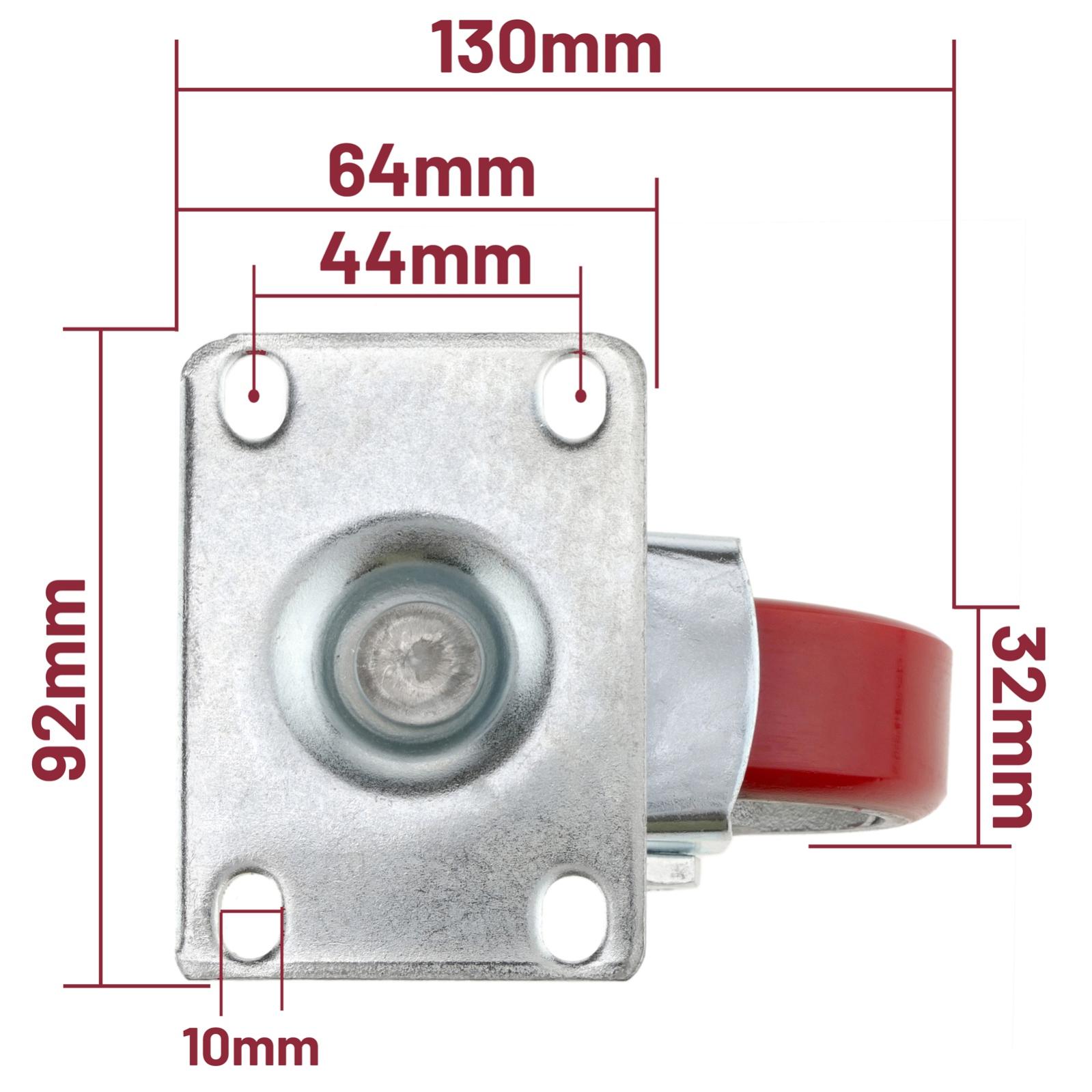 Ruota girevole industriale in poliuretano in metallo senza freno da 125 mm - 3
