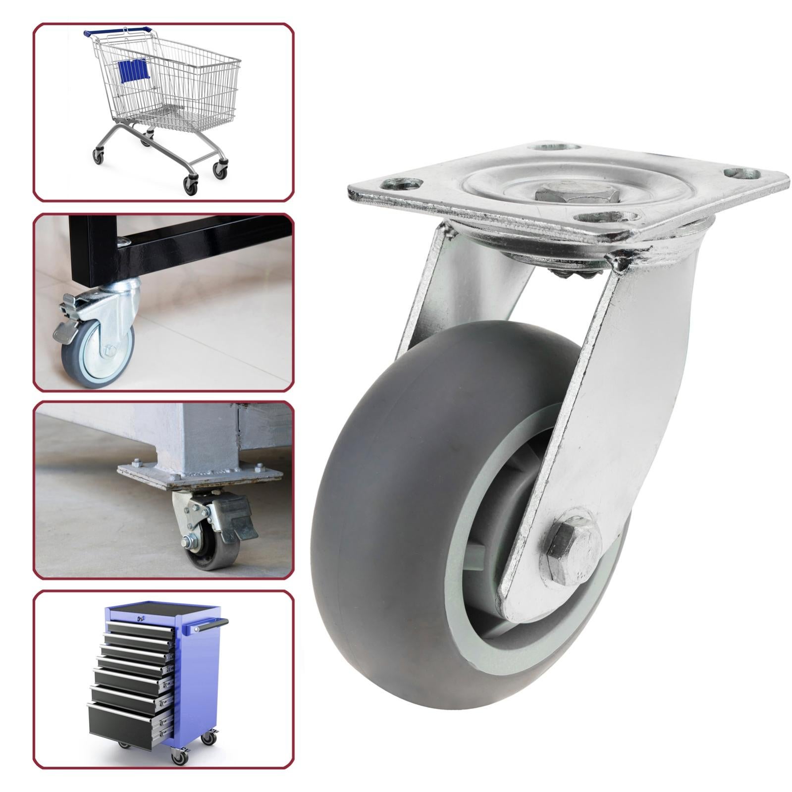 Ruota girevole industriale in poliuretano senza freni da 125 mm con confezione da 2 - 4