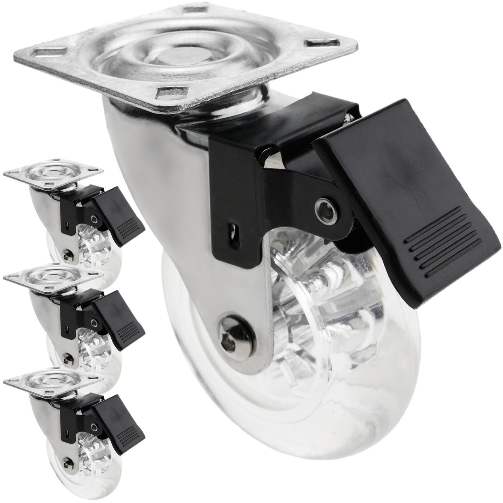 Roulette pivotante design industriel en polyuréthane et PVC transparent ...