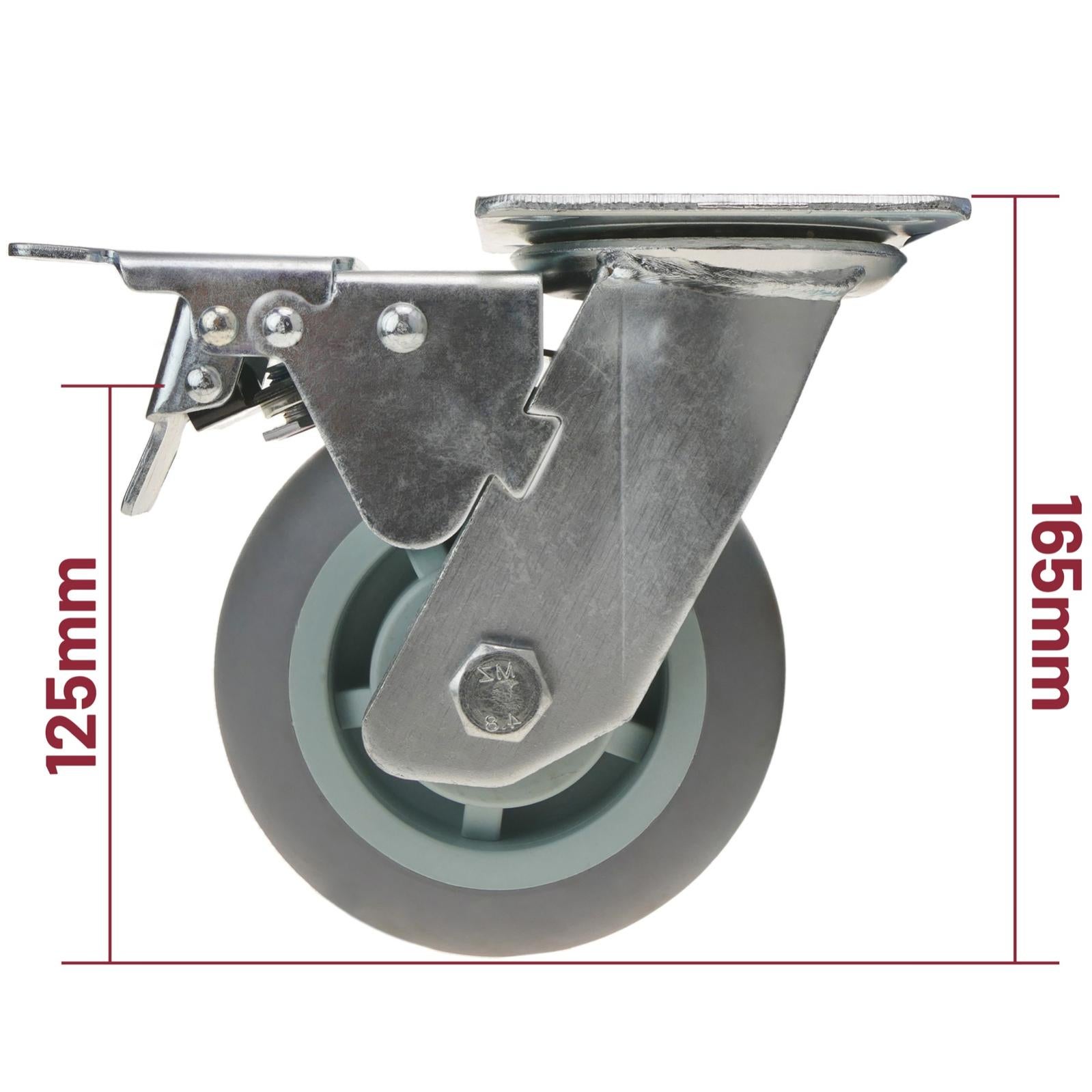 Ruota girevole industriale in poliuretano con freno da 125 mm - 2
