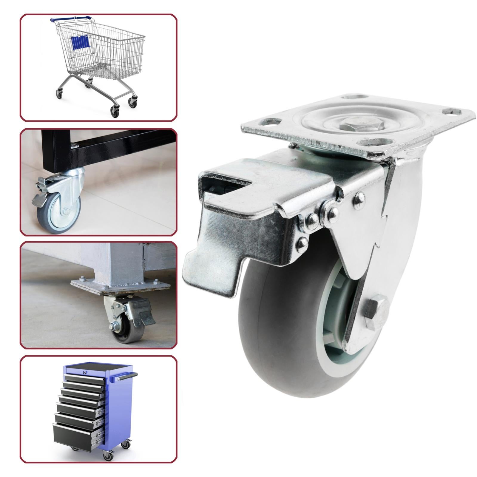 Ruota girevole industriale in poliuretano con freno da 125 mm - 4