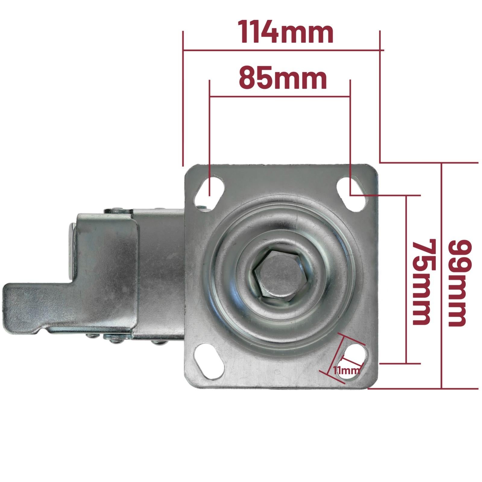 Ruota girevole industriale in poliuretano con freno da 125 mm - 3