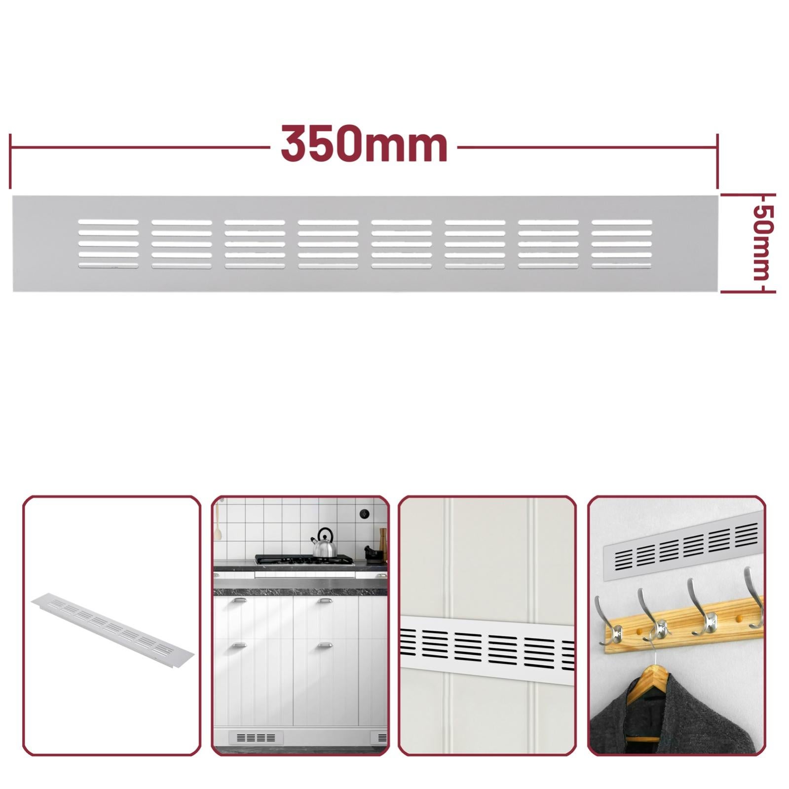 Griglia di ventilazione in alluminio per zoccolo 350 x 50 mm - 4