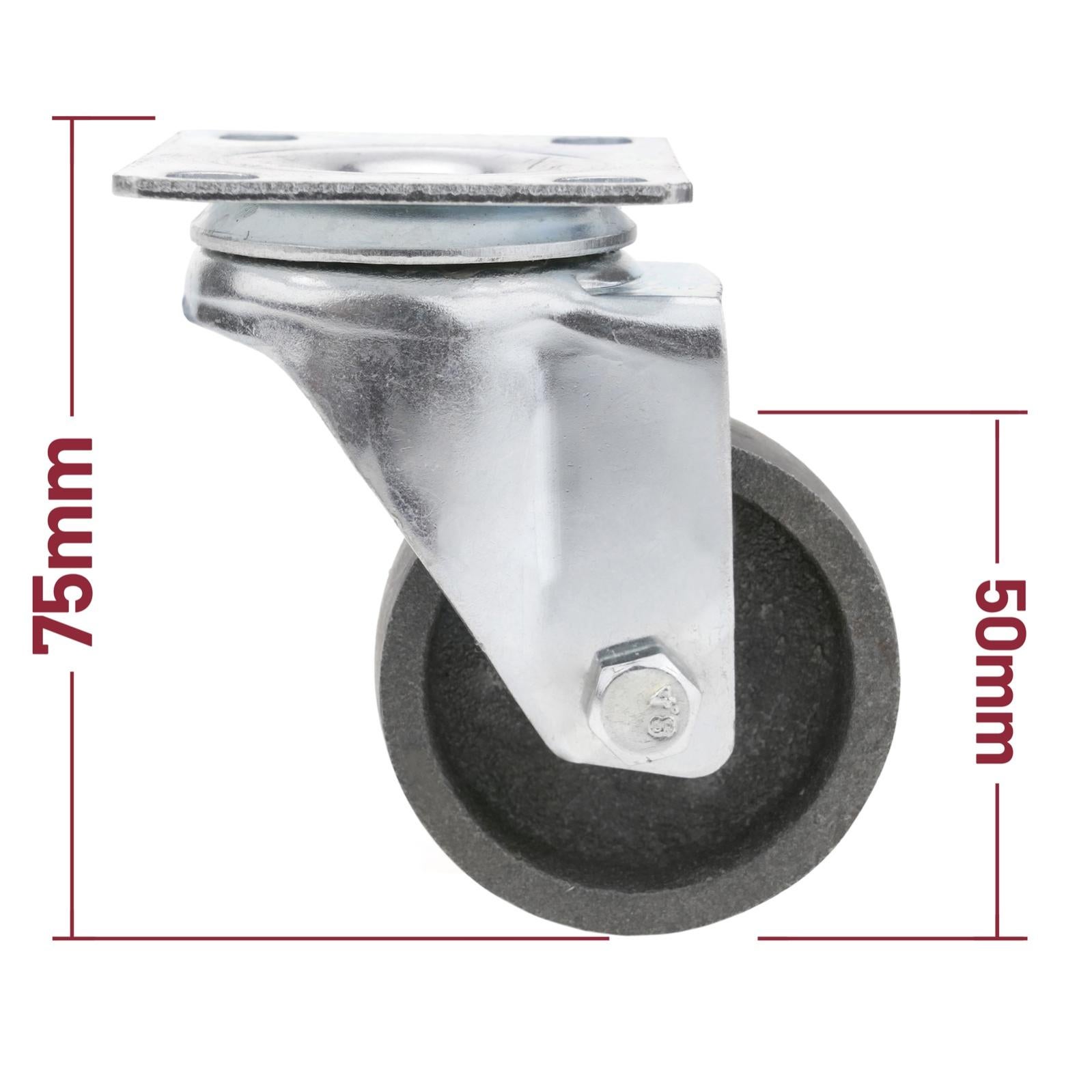 Ruote industriali in metallo senza freno da 50 mm con 4 elementi - 2