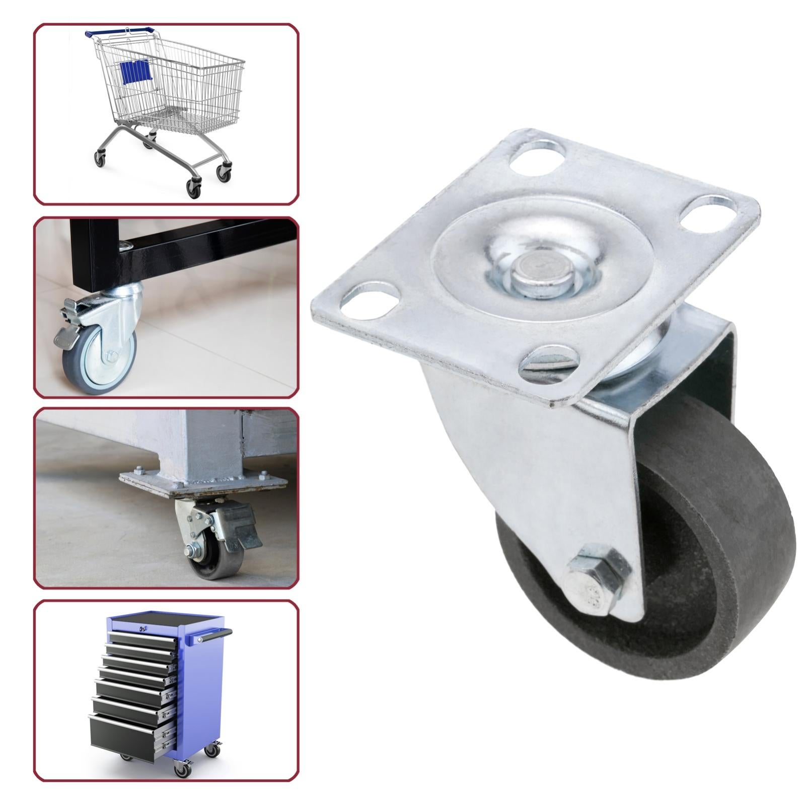 Ruote industriali in metallo senza freno da 50 mm con 4 elementi - 3