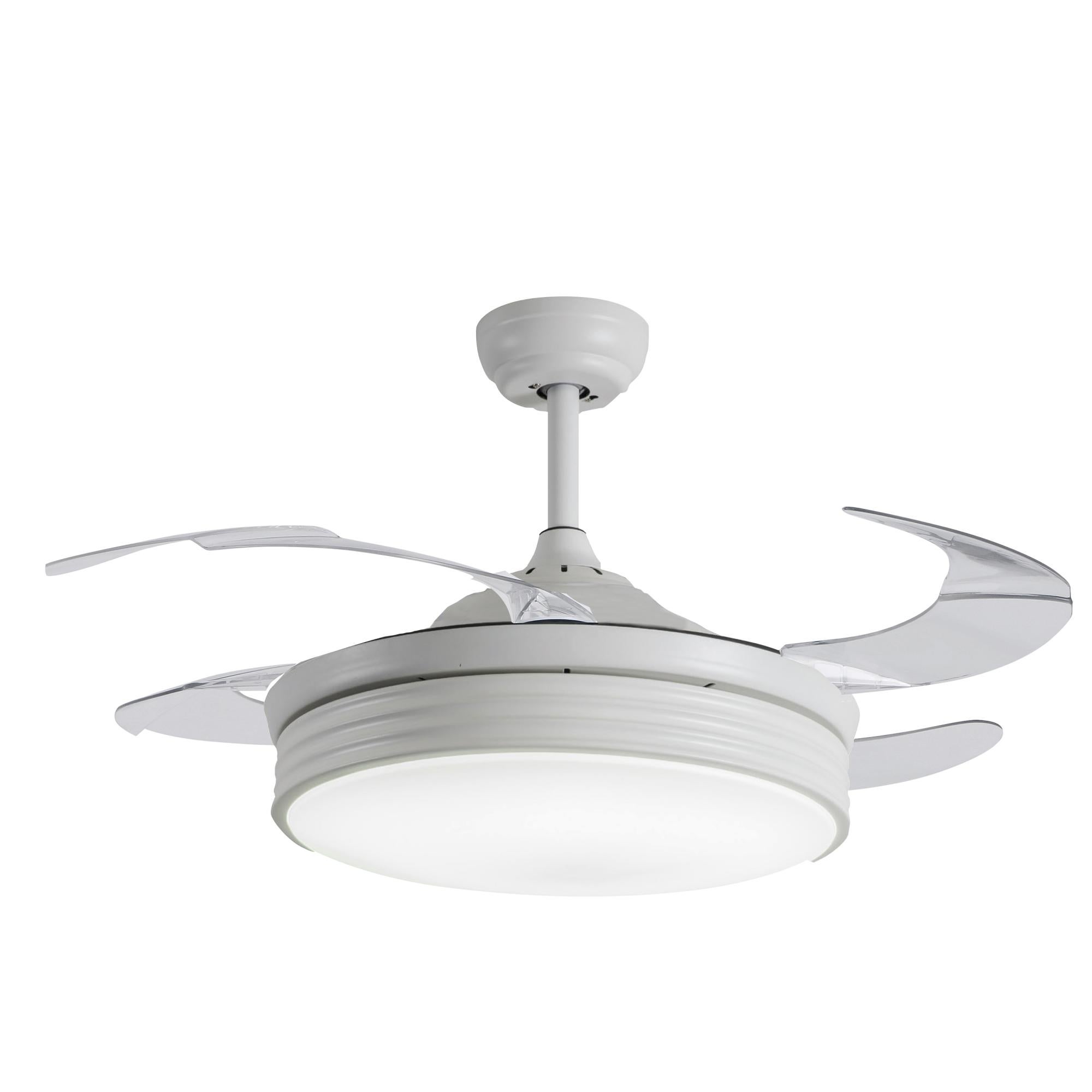 VENTILATORE DA SOFFITTO 50W DC INTEGRATO A LED 24W BIANCO CON CAMBIO DI