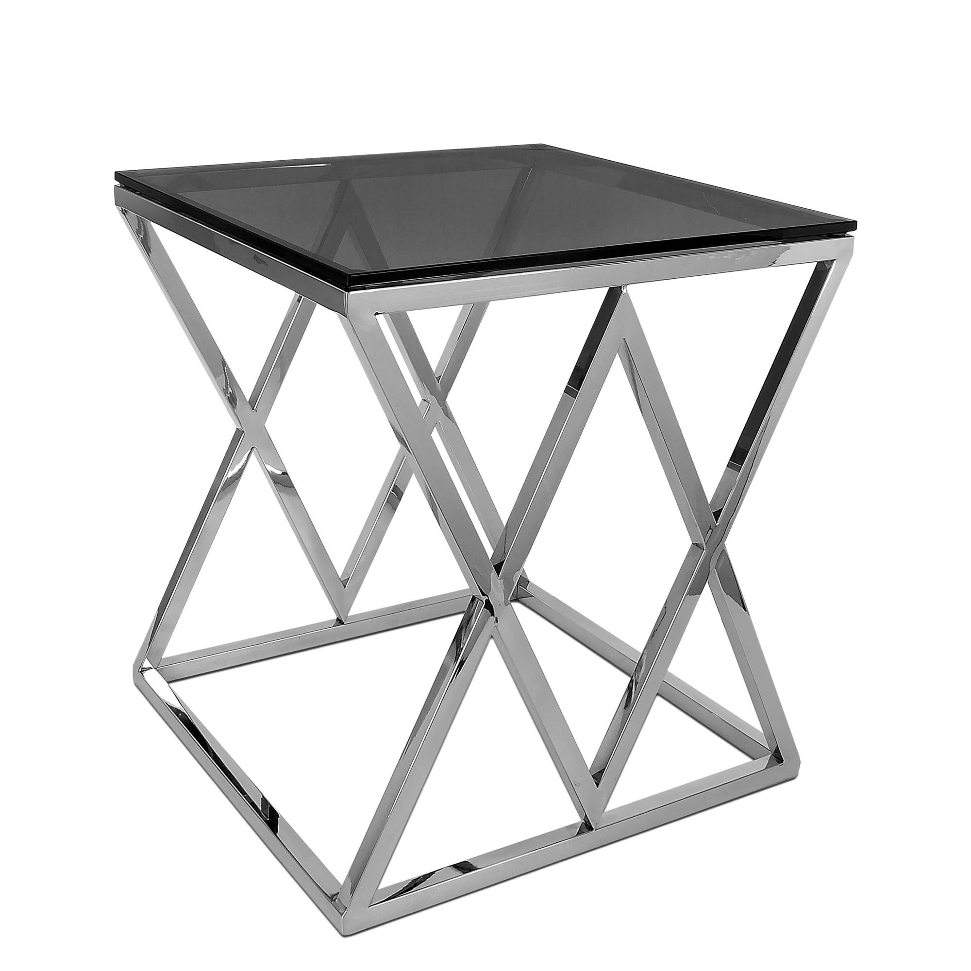 LIFEZEAL Tavolino Basso Industriale 40x40x57,5 Cm Con Scomparto Aperto E Piano Inferiore In Metallo - Comodino Da Salotto